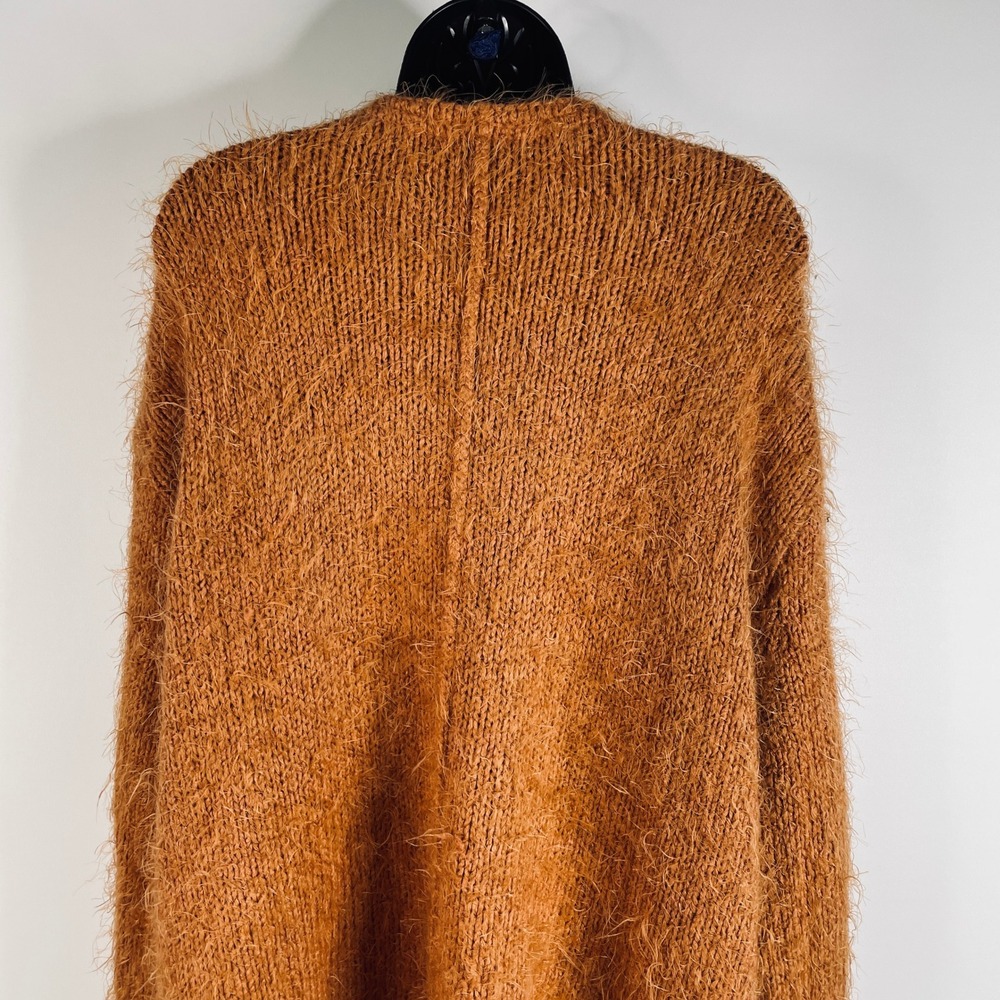 Free People Nevermind Sm Orange Shaggy Knit Button Front Sweater Oversized READ - Picture 14 of 16